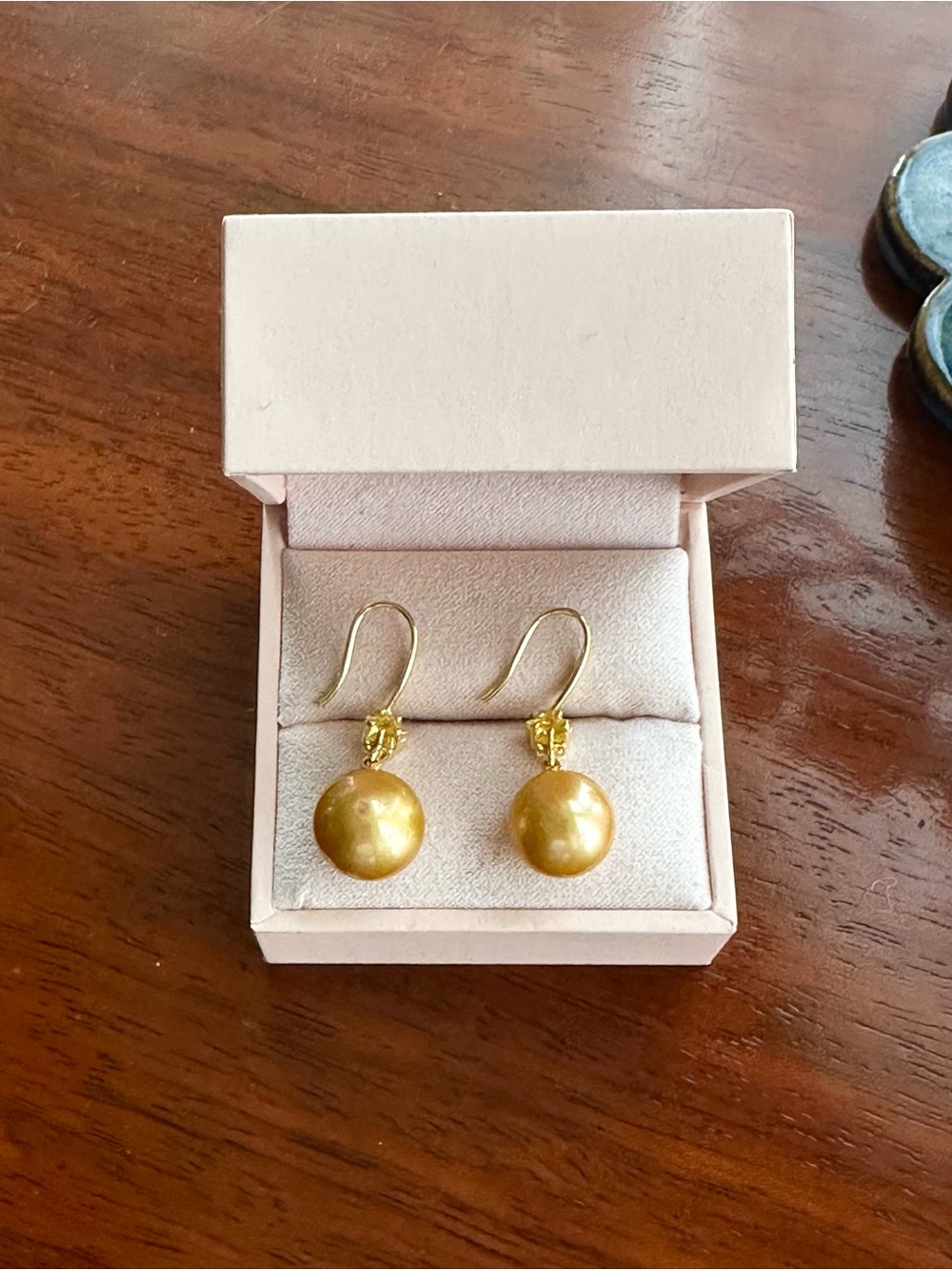 Saltwater Golden Pearl Drop Earrings